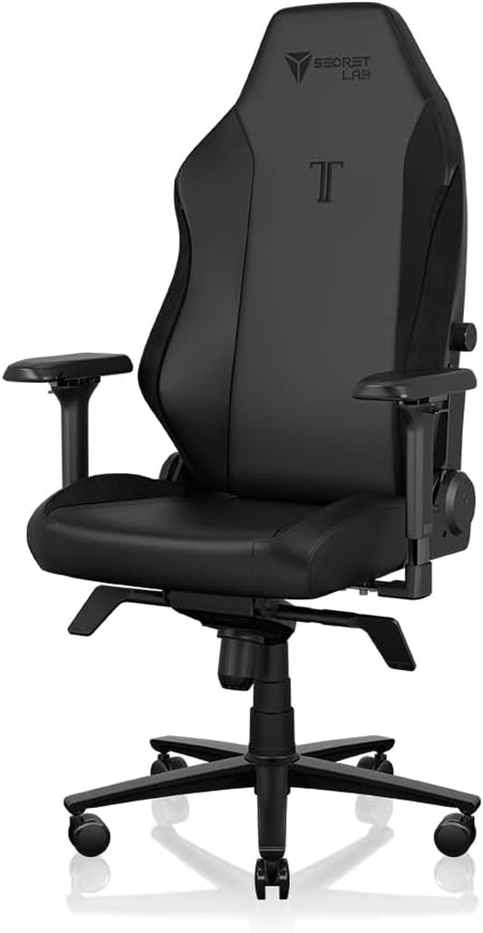 Titan Evo Classic Gaming Chair - Reclining - Ergonomic & Comfortable Computer Chair with 4D Armrests - Magnetic Head Pillow & 4-Way Lumbar Support - Small - Black - Leatherette