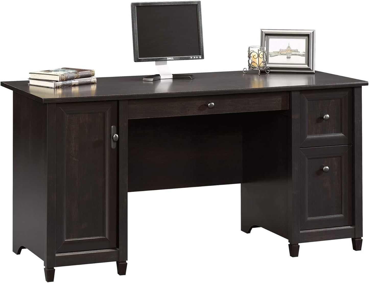 Edge Water Computer Desk with Storage Drawers, Home Office Desk, in Estate Black