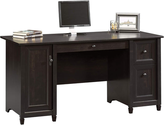 Edge Water Computer Desk with Storage Drawers, Home Office Desk, in Estate Black