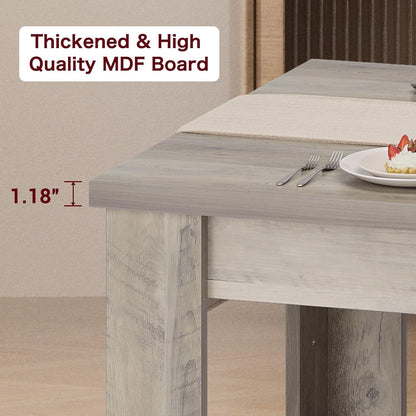 63" Dining Table for 4-6, Farmhouse Dinner Kitchen Table for 4 with Large Tabletop, Rectangular Wood Dining Room Table for Kitchen, Living Room, Easy Assembly, Retro Gray