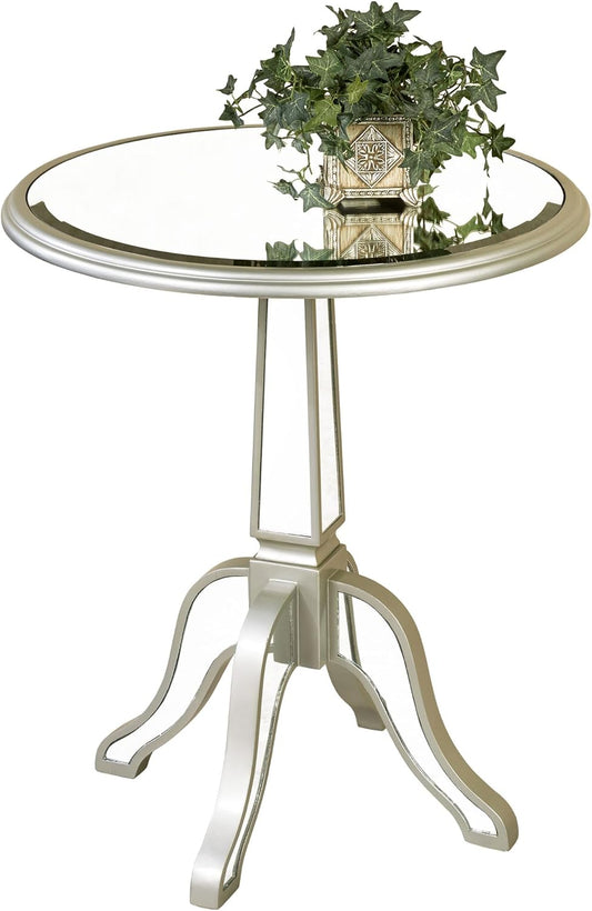 Bila Mirrored Pedestal Table Silver Gray