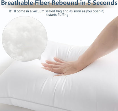 Soft Supportive Bed Pillows for Side and Back Sleepers, Oeko-Tex Certified down Alternative Filling, Hotel Quality Fluffy Sleeping Pillow, White, King - 19" X 34", 4 Pack