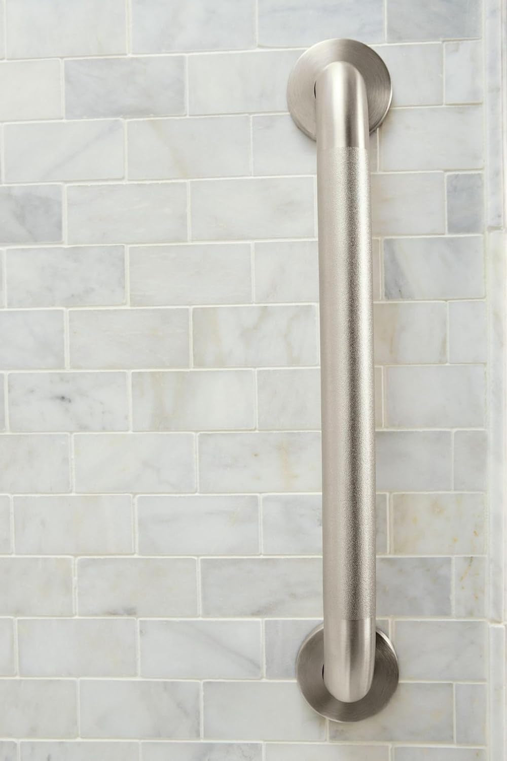 Home Care Bathroom Safety 24 Inch Stainless Steel Handicap Grab Bar for Bathtub and Shower, Slip Resistant Peened Texture, Elderly Assistance Product, Polished Brass, R8724P