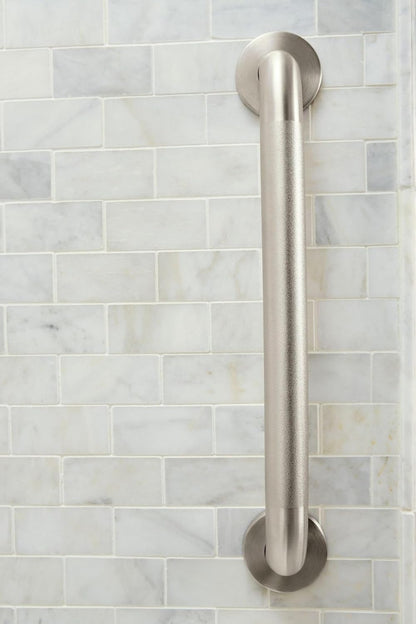 Home Care Bathroom Safety 24 Inch Stainless Steel Handicap Grab Bar for Bathtub and Shower, Slip Resistant Peened Texture, Elderly Assistance Product, Polished Brass, R8724P