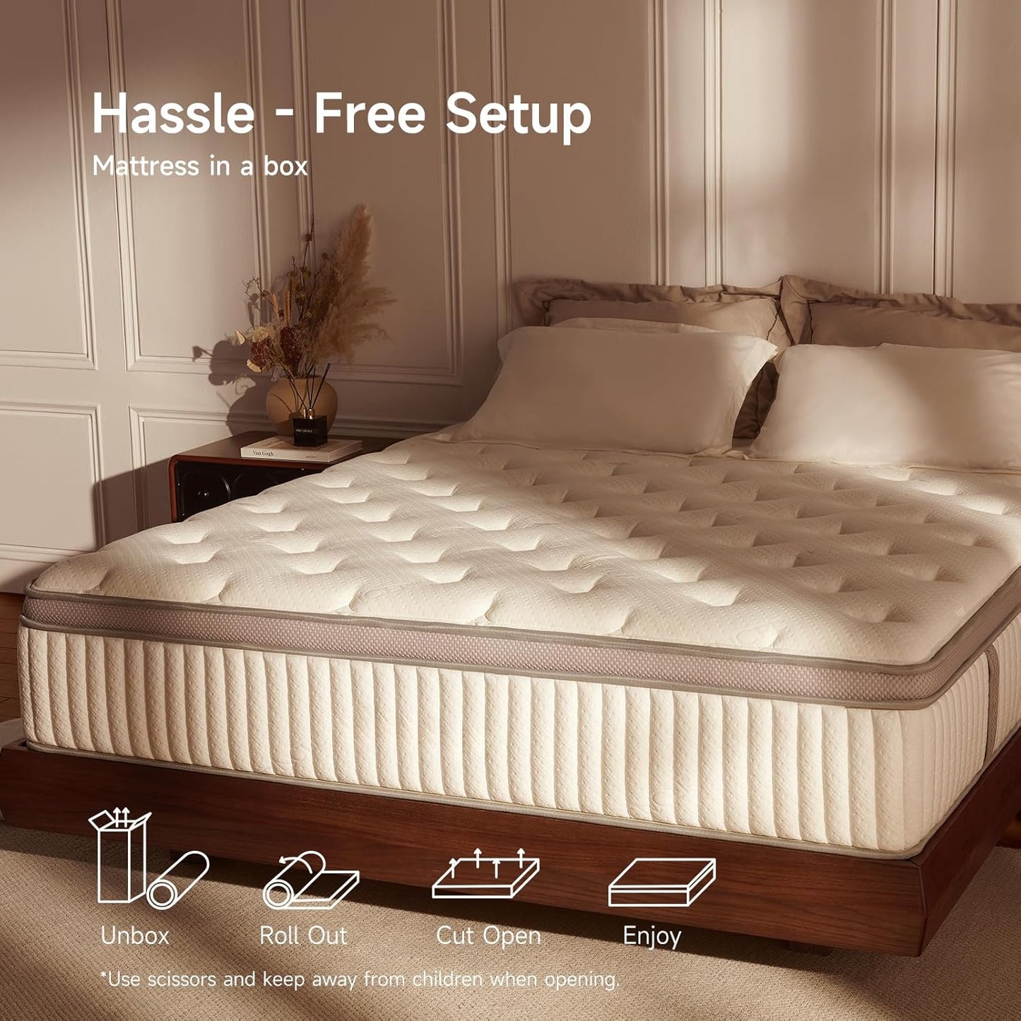 Queen Mattress, 12 Inch Queen Size Cool Memory Foam Mattresses for Pressure Relief, Medium Firm Hybrid Mattress in a Box, Certipur-Us Certified
