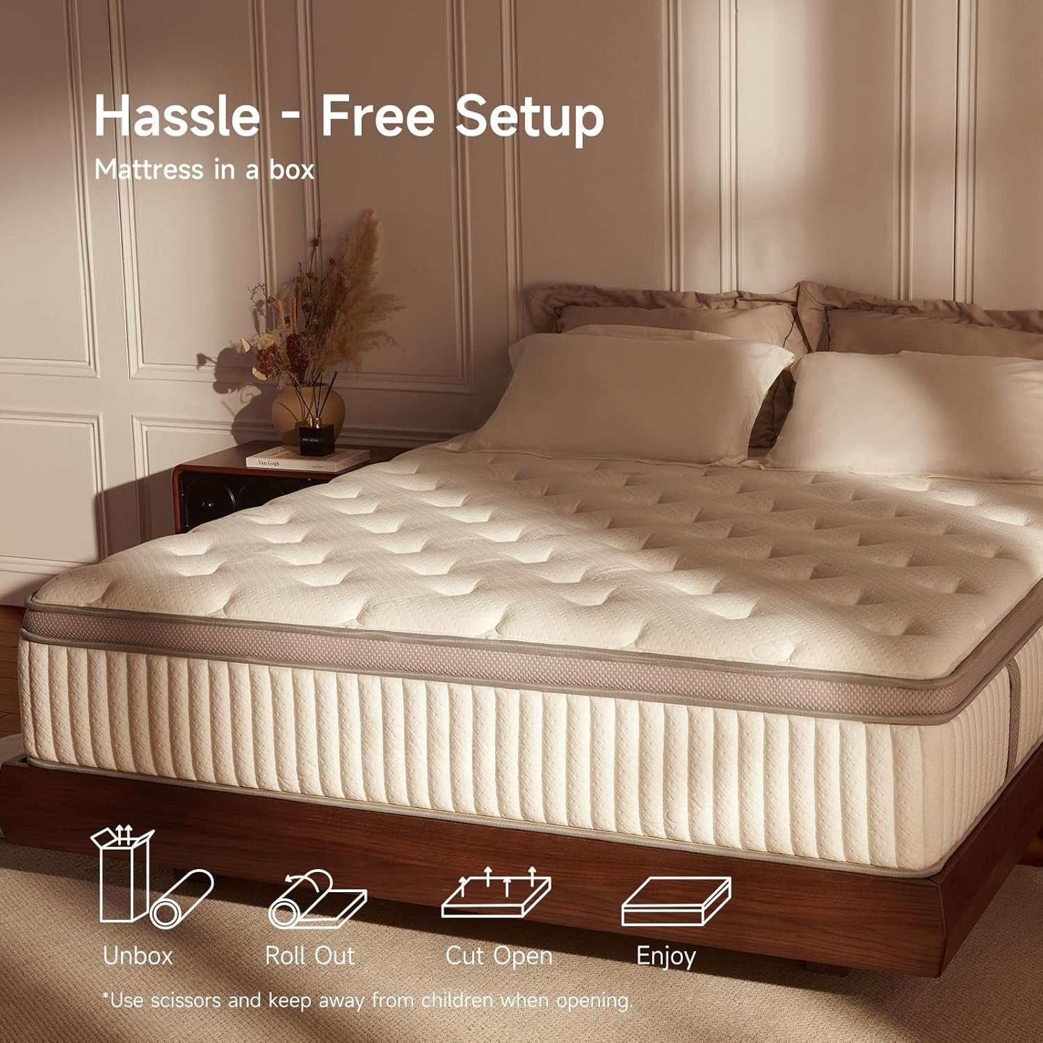 Queen Mattress, 12 Inch Queen Size Cool Memory Foam Mattresses for Pressure Relief, Medium Firm Hybrid Mattress in a Box, Certipur-Us Certified