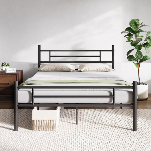 Full Size Bed Frame with Headboard and Footboard, 14 Inch Metal Platform Bed Frame, under Bed Storage, Strong Metal Slats Support, Mattress Foundation No Box Spring Needed