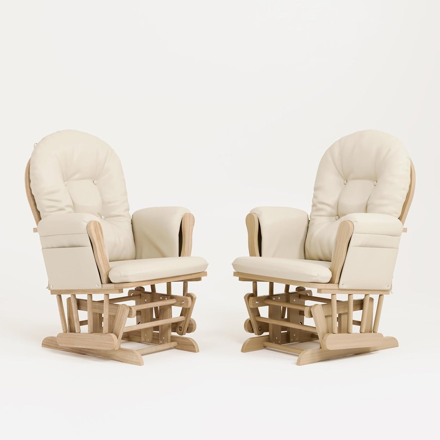 Premium Hoop Glider & Ottoman (Natural/Beige) — GREENGUARD Gold Certified Nursery Glider, Solid Wood Craftsmanship, Smooth-Gliding Nursery Chair and Ottoman, Award-Winning