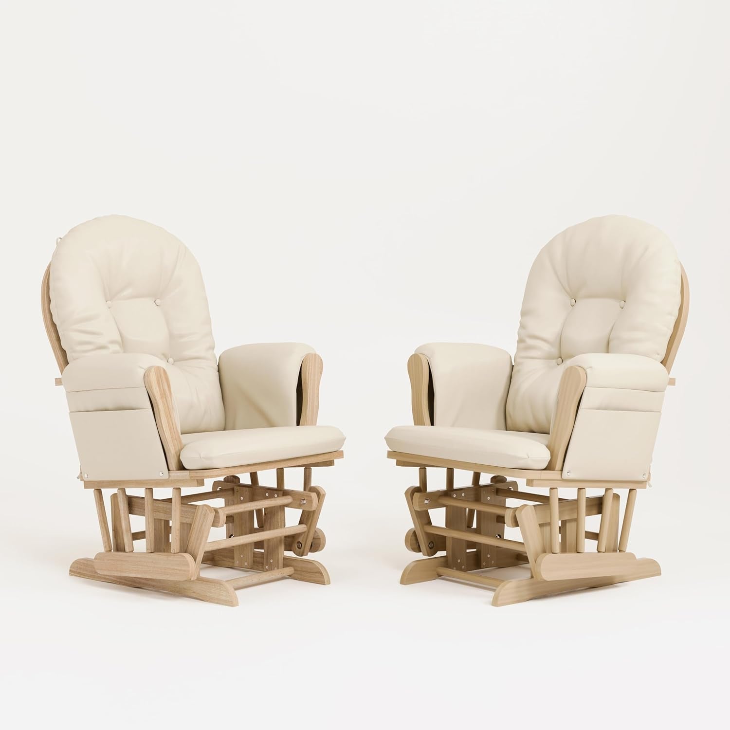 Premium Hoop Glider & Ottoman (Natural/Beige) — GREENGUARD Gold Certified Nursery Glider, Solid Wood Craftsmanship, Smooth-Gliding Nursery Chair and Ottoman, Award-Winning