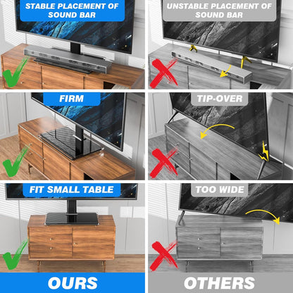 Universal Table Top TV Stand TV Base Replacement for Most 27-60 Inch LCD LED Flat Curved Screen Tvs Holds up to 88Lbs, Height Adjustable TV Mount Stand with Tempered Glass Base, VESA 400X400Mm