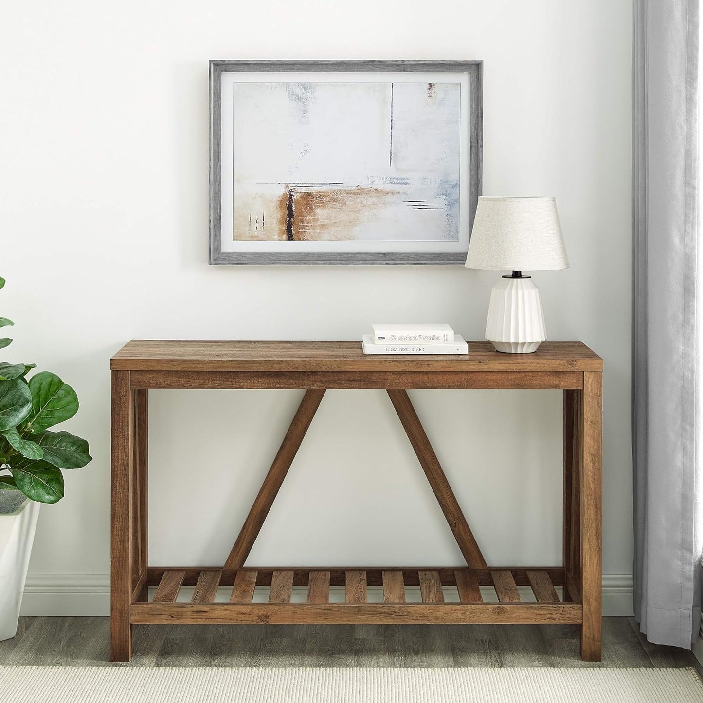 Modern Farmhouse Accent Entryway Table Entry Table Living Room End Table, 52 Inch, Rustic Oak