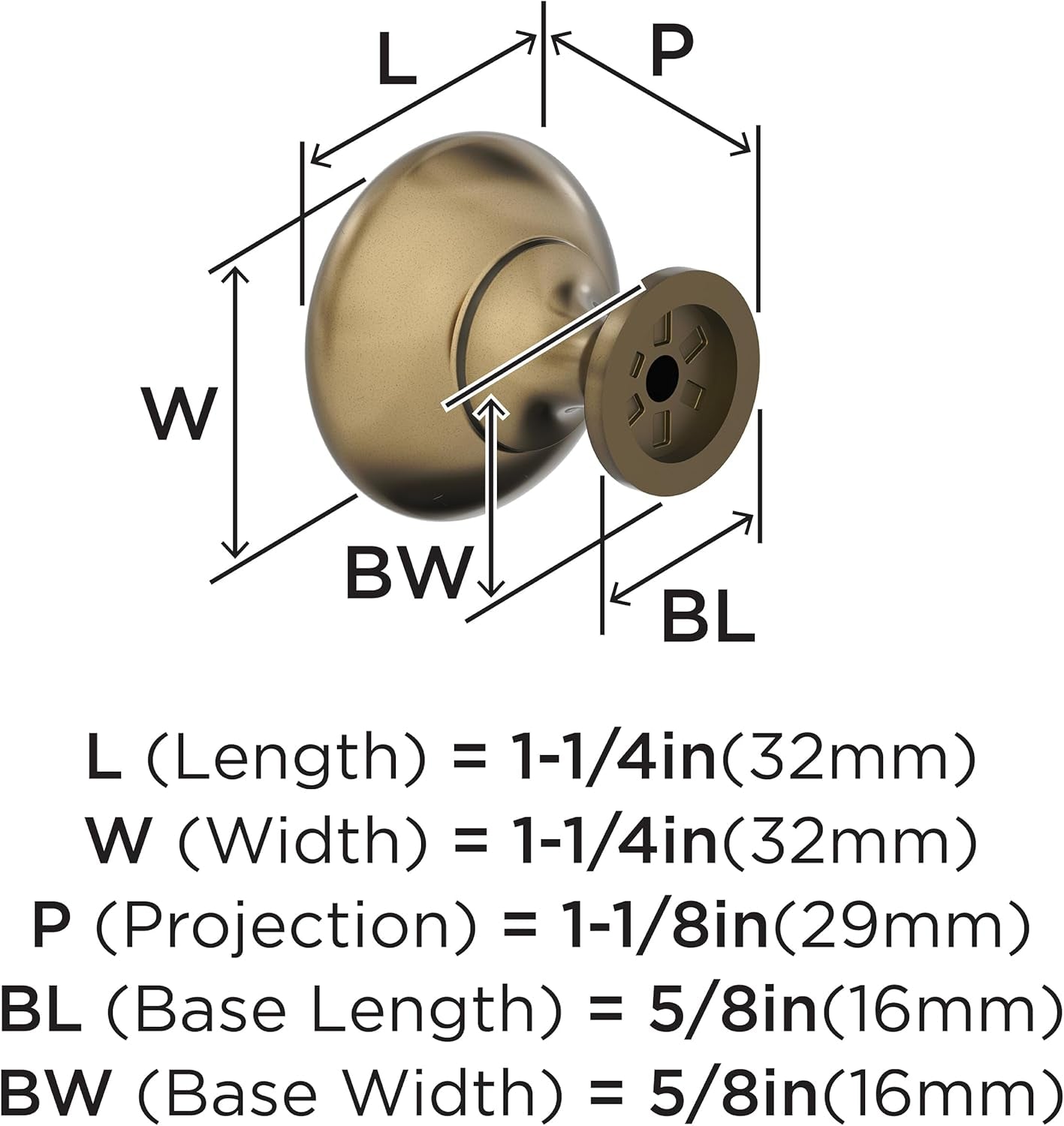 | Cabinet Knob | Burnished Brass | 1-1/4 Inch (32 Mm) Diameter | Edona | Drawer Knob | Cabinet Hardware (Pack of 1)