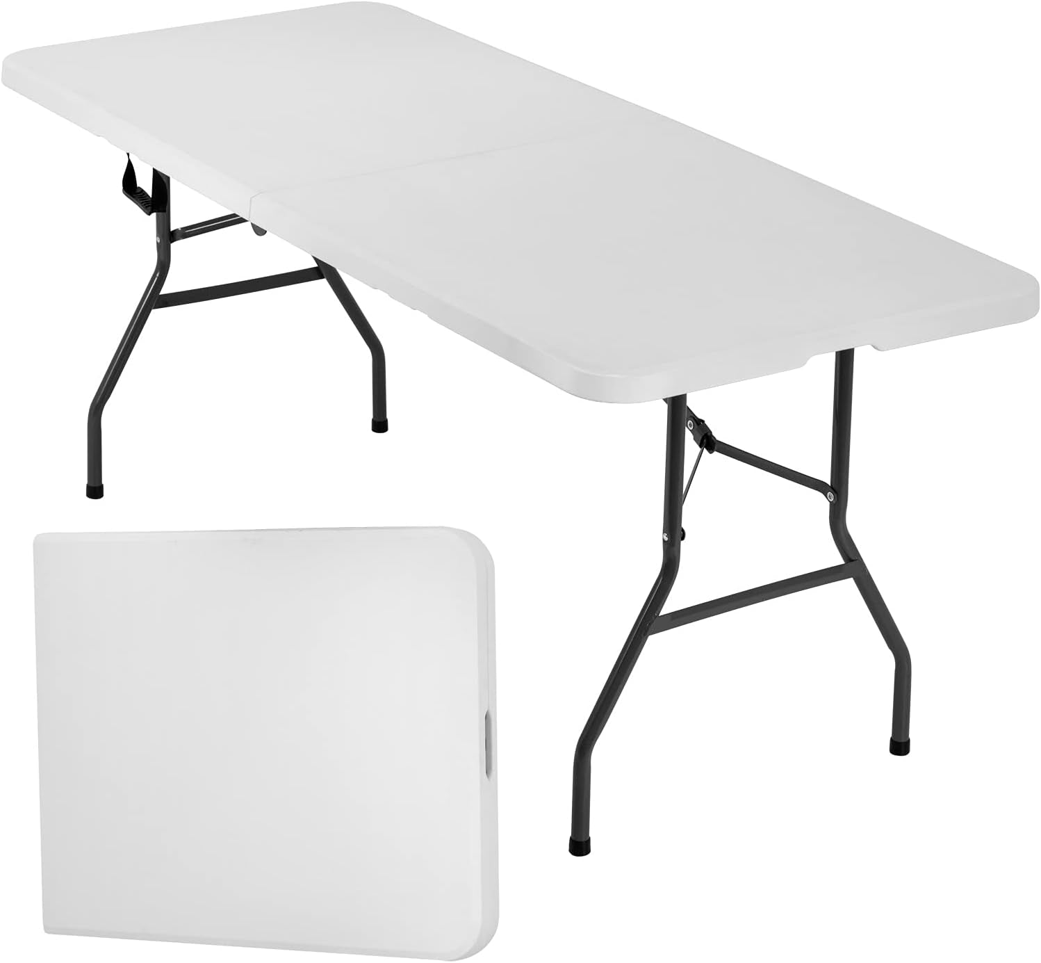 Folding Half Portable Foldable Table for Parties Backyard Events (White, 6 FT 70 * 29) (White, 6 FT)