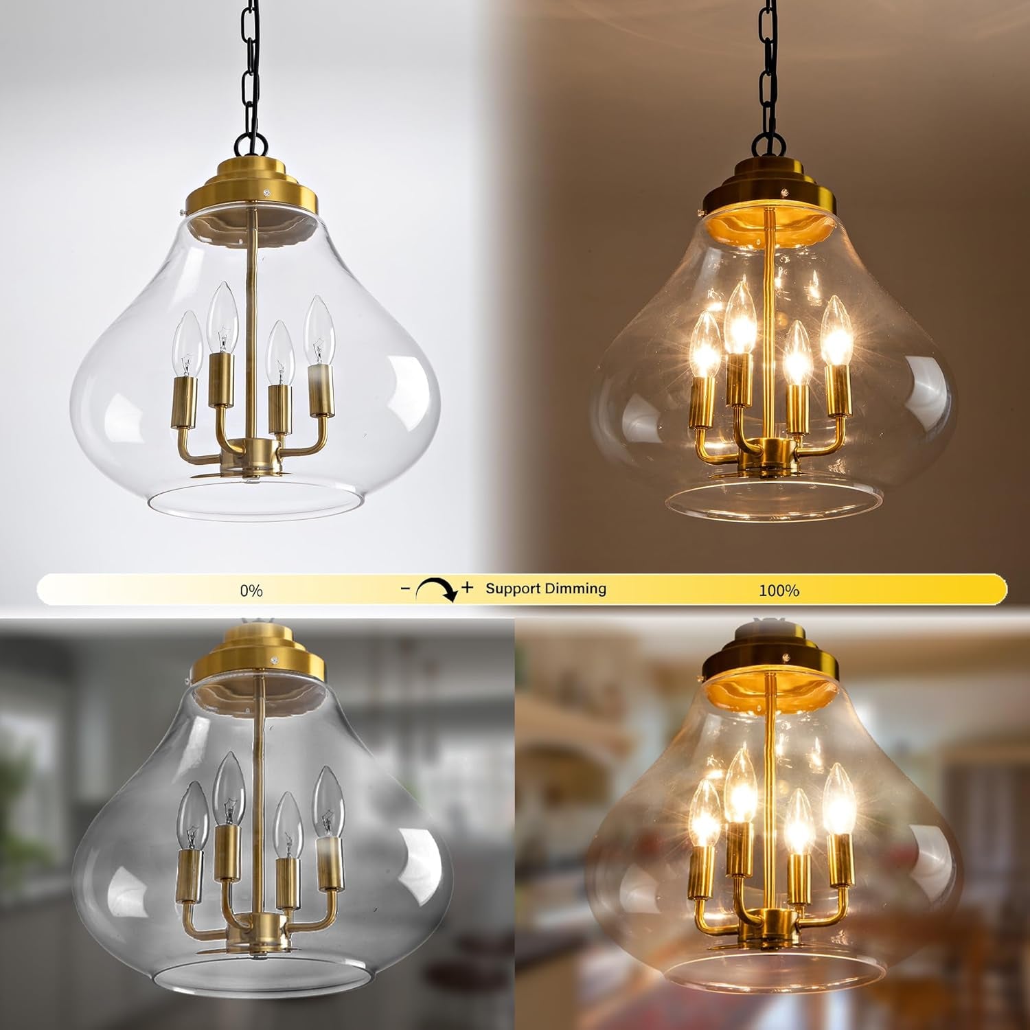 Glass Pendant Light Kitchen Island, 14" Modern Black Industrial Hanging Light Fixture Modern Black Pendant Lighting with Glass Shade for Dining Room Kitchen Island Foyer Hallway Entryway
