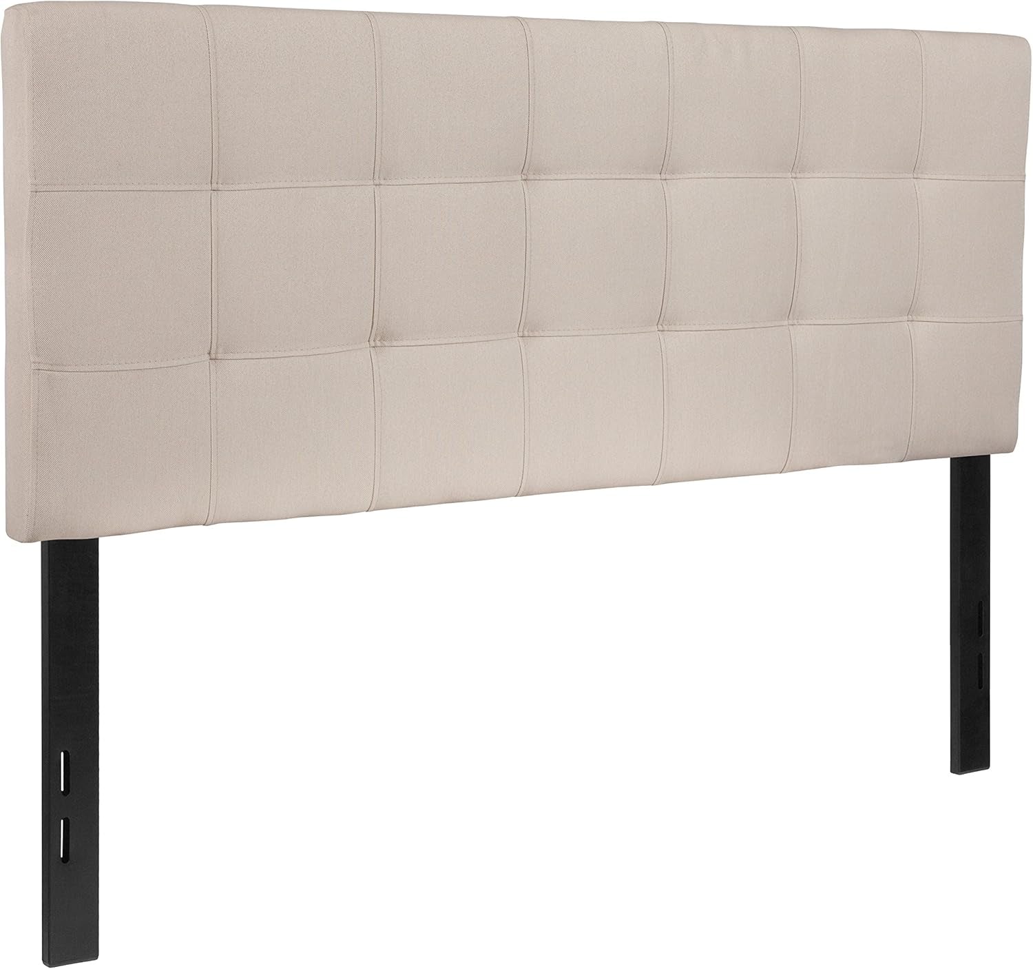 Bedford Box Stitch Tufted Upholstered Full Size Headboard in Beige Fabric