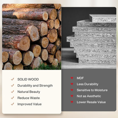 Thickened Solid Wood Bench, 47" Rustic Farmhouse Entryway Bench with Artistic Legs, Heavy Duty Dining Bench for Kitchen, Living Room, Hallway, End of Bed, Natural Wood