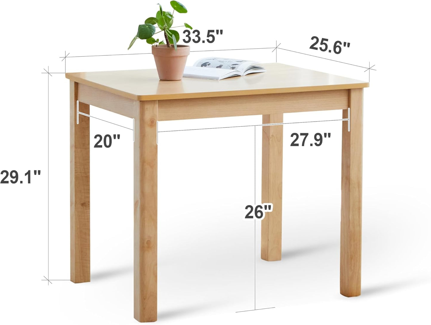 Cabin 33.5" Wooden Dining Table/Small Rectangular Modern Farmhouse Solid Wood Kitchen Table Desk (Natural)