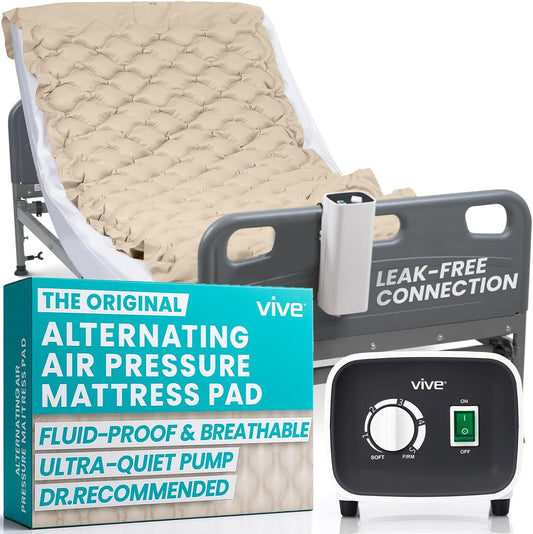 Alternating Air Pressure Mattress Pad - the Original Bed Sore Prevention Solution - Hospital Topper for Bedridden Patients - Includes Waterproof, Breathable Ulcer Cushion & Whisper Quiet Pump