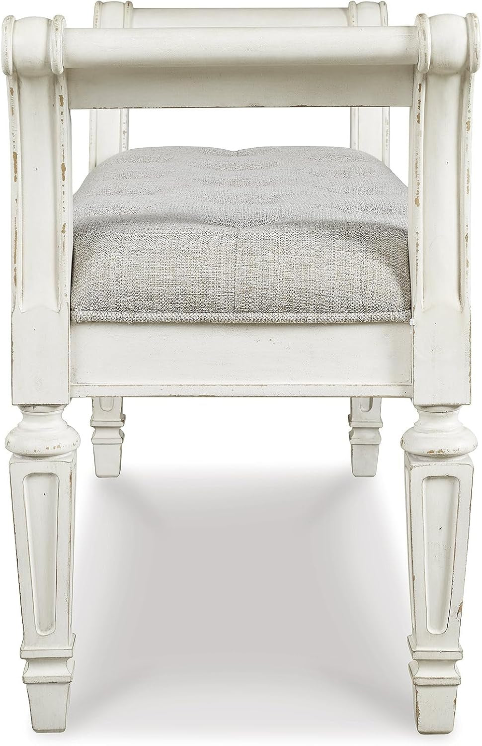 Realyn French Country Upholstered Tufted Accent Bench, Antique White