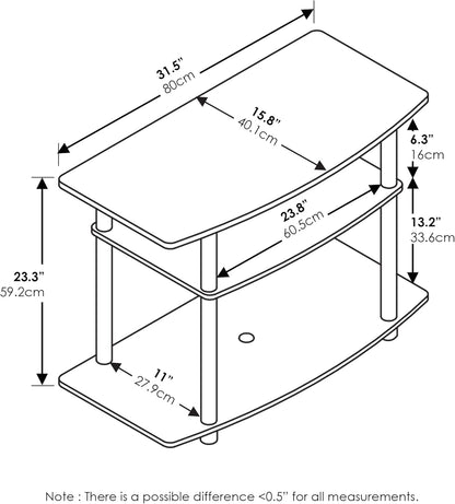 Turn-N-Tube No Tools 3-Tier Entertainment Center TV Stand for TV up to 32 Inch, Plastic round Tubes, Espresso/Black