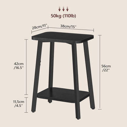 Side Table, Small Rectangular End Table with Storage Shelf, 2-Tier Bedside Table Sofa Couch Table, Nightstand for Small Spaces, Living Room, Bedroom, Natural ETBN4701
