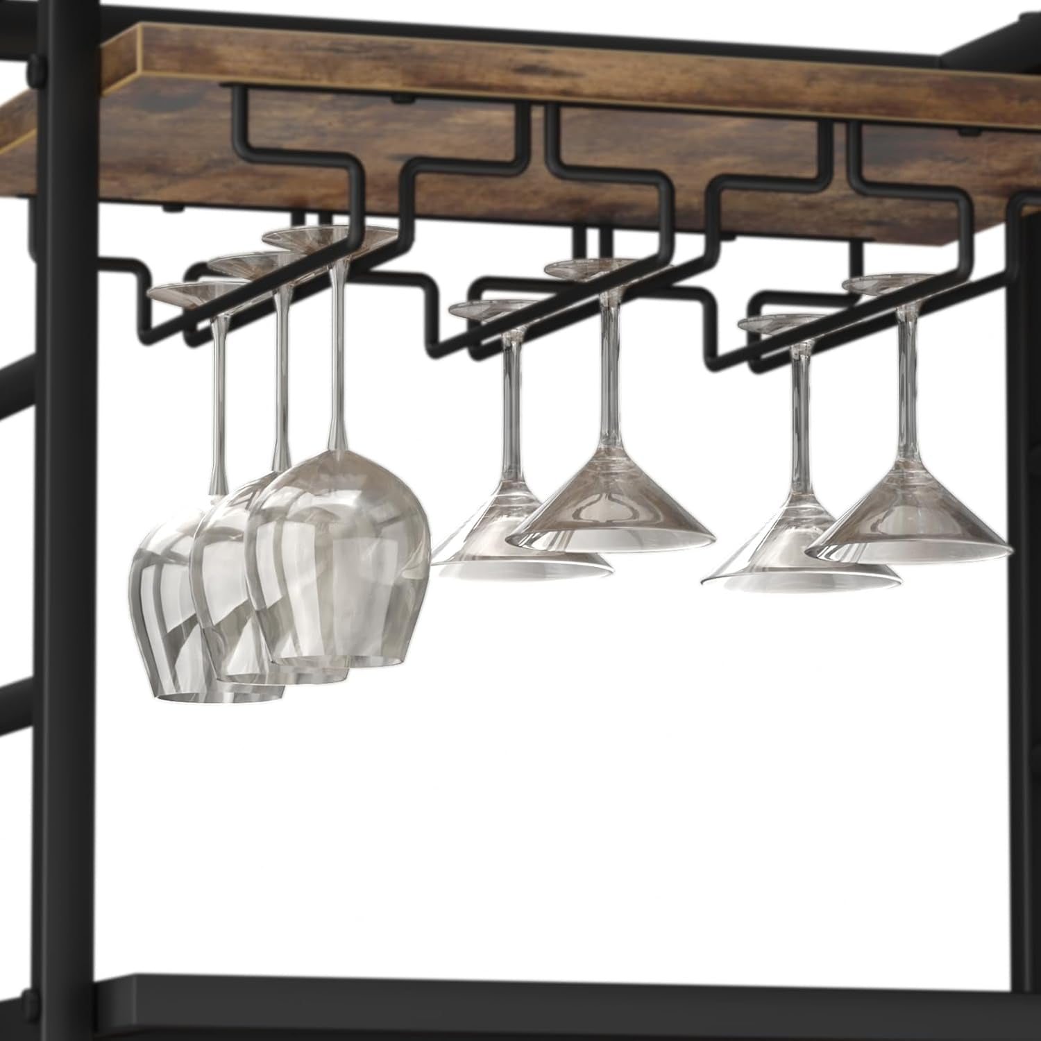 4 Tier Bar Cart for Home with Wheels,Home Bar Serving Cart, Rolling Mini Wine Cart with Wine Rack and Glass Holder, Drink Cart for Dining Room, Living Room, Kitchen, Bar and Outdoor, Rustic Brown
