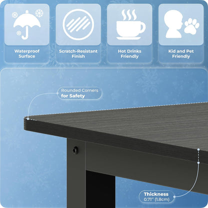 51" Home Office Desk Modern Computer Desk 51.2X23.6X29.5 Inches PC Table with Thicken Frame Industrial Style Sturdy Metal Frame Furniture for Writing Gaming Black+Black