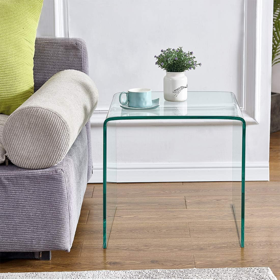 Glass End Side Table for Living Room Nightstand Bedside Table Small Coffee Table(19.7" X15.7X17.7) (20X16X18)