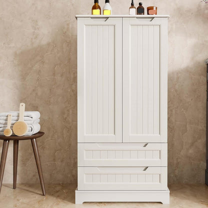 Kitchen Pantry Storage Cabinet with Drawers Freestanding Bathroom Storage Cabinets with Doors and Shelves, 47" Small Food Pantry Cabinet for Dining Room Craft Room, White