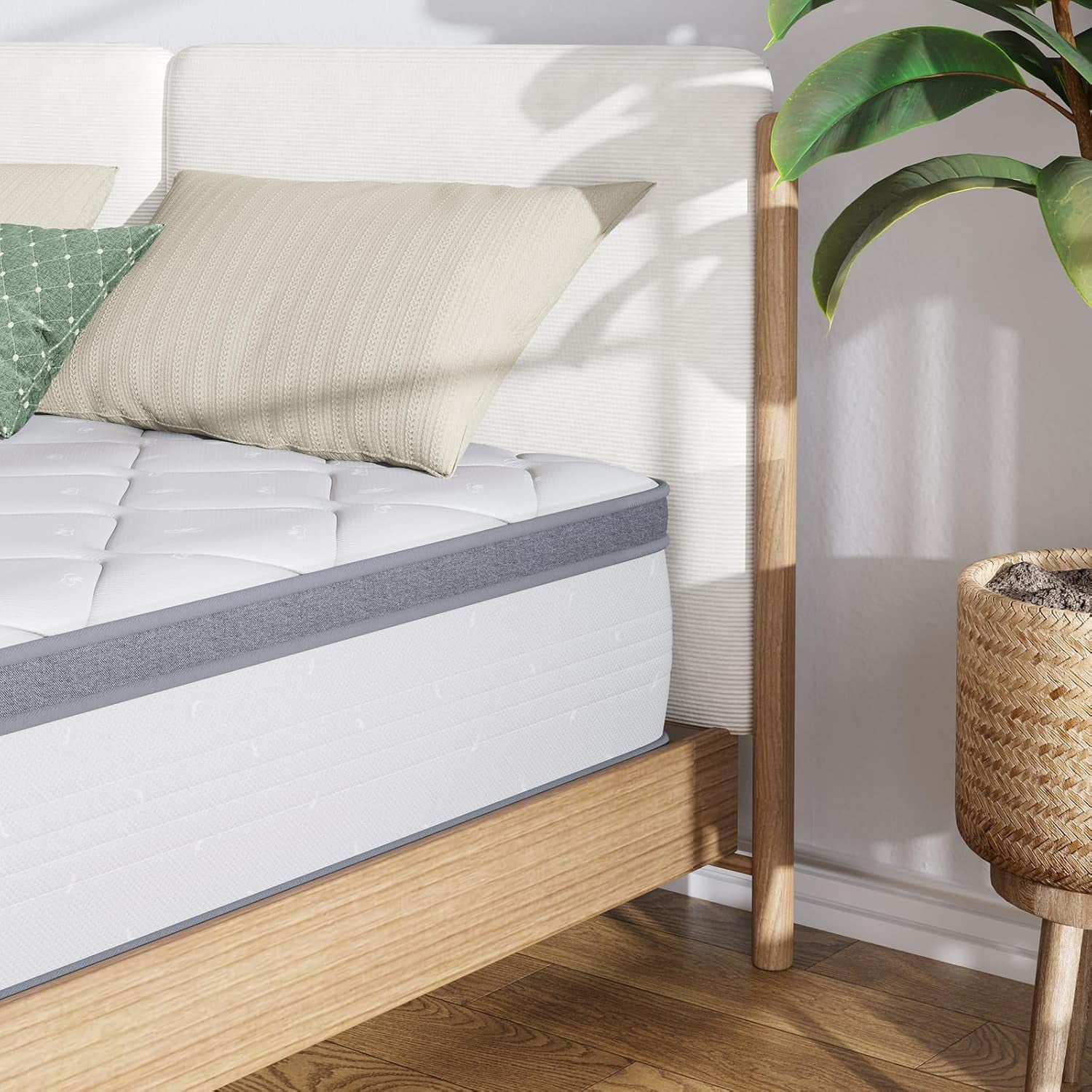 Twin Mattress, 10 Inch Twin Hybrid Mattress for Kids, Pocket Innerspring Pillow Top Mattresses for Motion Isolation, Pressure Relief & Edge Support, Medium Firm Feel