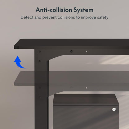 4 Legs Standing Desk 63 X 28 Inch Electric Adjustable Height with Splice Board Home Office Sit Stand up Desk, Black Top + Black Frame