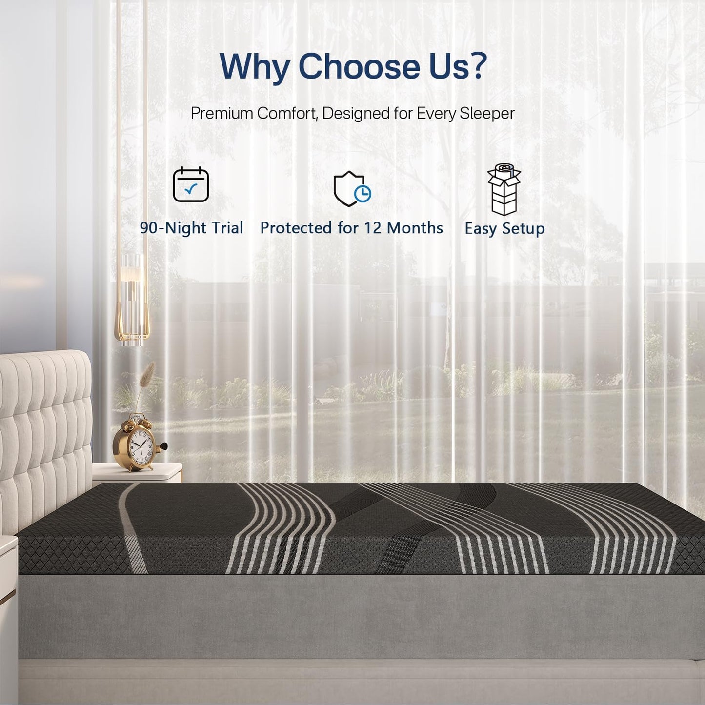 4 Inch Firm Mattress Topper Queen, Extra Firm Memory Foam Mattress Topper for Back Pain, Copper-Infused Cooling Gel Bed Topper with Washable Cover & Non-Slip Base, Certipur-Us Certified