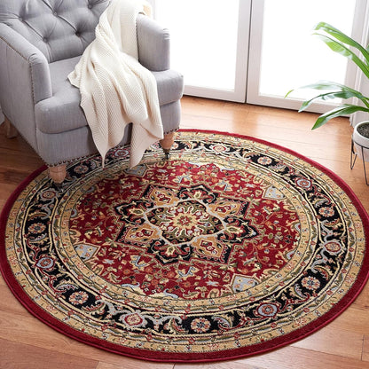 SAFAVIEH Lyndhurst Collection Area Rug - 3'3" Round, Red & Black, Traditional Oriental Design, Non-Shedding & Easy Care, Ideal for High Traffic Areas in Living Room, Bedroom (LNH330B)