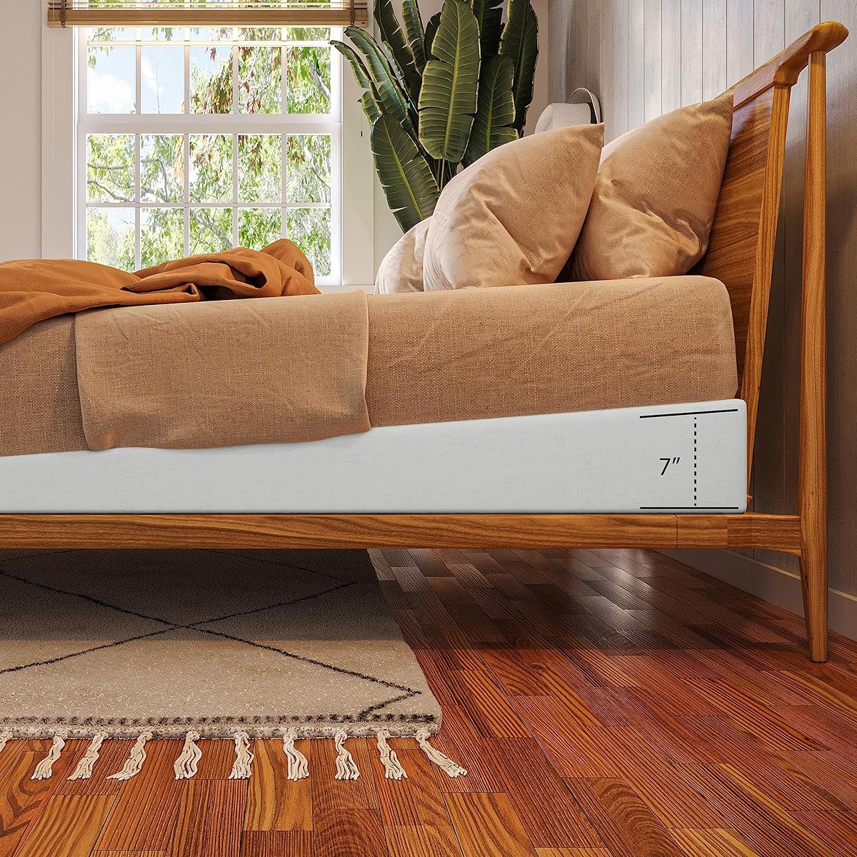 Mattress Elevator - Under Bed 7-Inch Incline Foam Support - Riser for Acid Reflux, GERD, and Sleep Relief - Queen