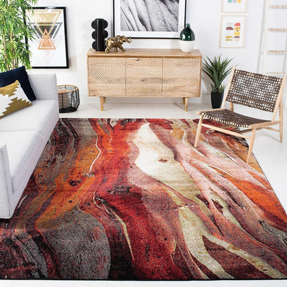 SAFAVIEH Area Rug 8x10 - Glacier Collection - Large - Red & Multi, Modern Abstract Design, Non-Shedding & Easy Cleaning, Ideal for Living Room, Bedroom, Office, Dining Space (GLA126A)