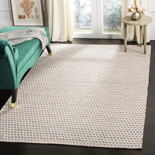 SAFAVIEH Montauk Collection Accent Rug - 3' x 5', Charcoal & Peach & Ivory, Handmade Cotton, Ideal for High Traffic Areas in Entryway, Living Room, Bedroom (MTK616H)