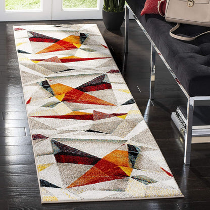 SAFAVIEH Porcello Collection Runner Rug - 2'3" x 6', Light Grey & Orange, Modern Abstract Design, Non-Shedding & Easy Care, Ideal for High Traffic Areas in Living Room, Bedroom (PRL6940F)