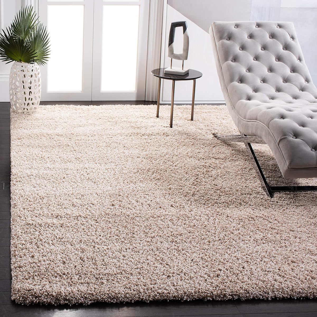 SAFAVIEH California Shag Collection Area Rug - 6'7" x 9'6", Beige, Non-Shedding & Easy to Clean, Ultra Plush Thick Pile, Ideal for Living Room, Bedroom, Dining Space (SG151-1313)