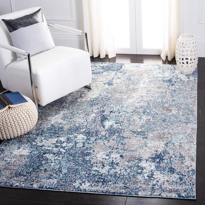 SAFAVIEH Aston Collection Area Rug - 5'3" x 7'7", Navy & Grey, Modern Abstract Design, Non-Shedding & Easy Care, Ideal for High Traffic Areas in Living Room, Bedroom (ASN710N)