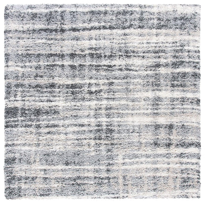 SAFAVIEH Fontana Shag Collection Area Rug - 5'3" Square, Grey & Ivory, Modern Design, Non-Shedding & Easy Care, 2-inch Thick Ideal for High Traffic Areas in Living Room, Bedroom (FNT856G)