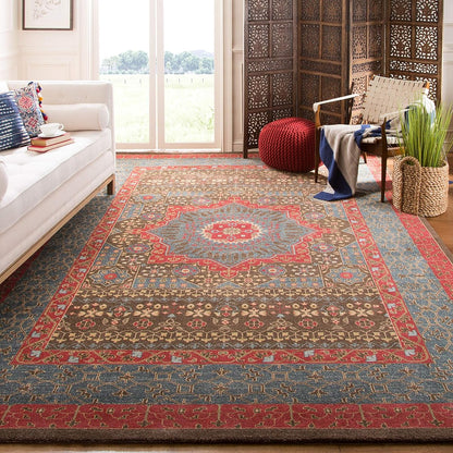 SAFAVIEH Mahal Collection Area Rug - 9' x 12', Navy & Red, Traditional Oriental Design, Non-Shedding & Easy Care, Ideal for High Traffic Areas in Living Room, Bedroom (MAH620C)