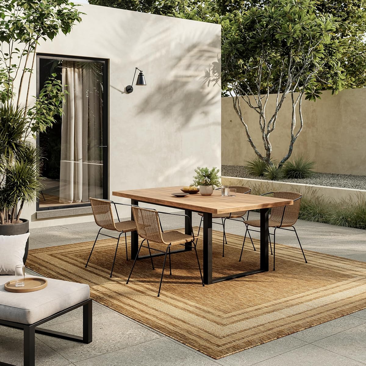 Home Horizon Indoor/Outdoor Natural 8' x 10' Area Rug - Easy Clean, Non Shedding, Bed Room, Living Room, Dining Room, Kitchen (8' x 10')