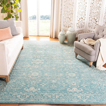 SAFAVIEH Area Rug 8x10 - Evoke Collection - Large - Light Blue & Ivory, Shabby Chic Distressed Design, Non-Shedding & Easy Cleaning, Ideal for Living Room, Bedroom, Office, Dining Space (EVK270D)