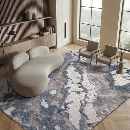 SAFAVIEH Horizon Shag Collection Area Rug - 9' x 12', Grey & Blue, Modern Abstract Design, Non-Shedding & Easy Care, 2-inch Thick Ideal for High Traffic Areas in Living Room, Bedroom (HZN890G)