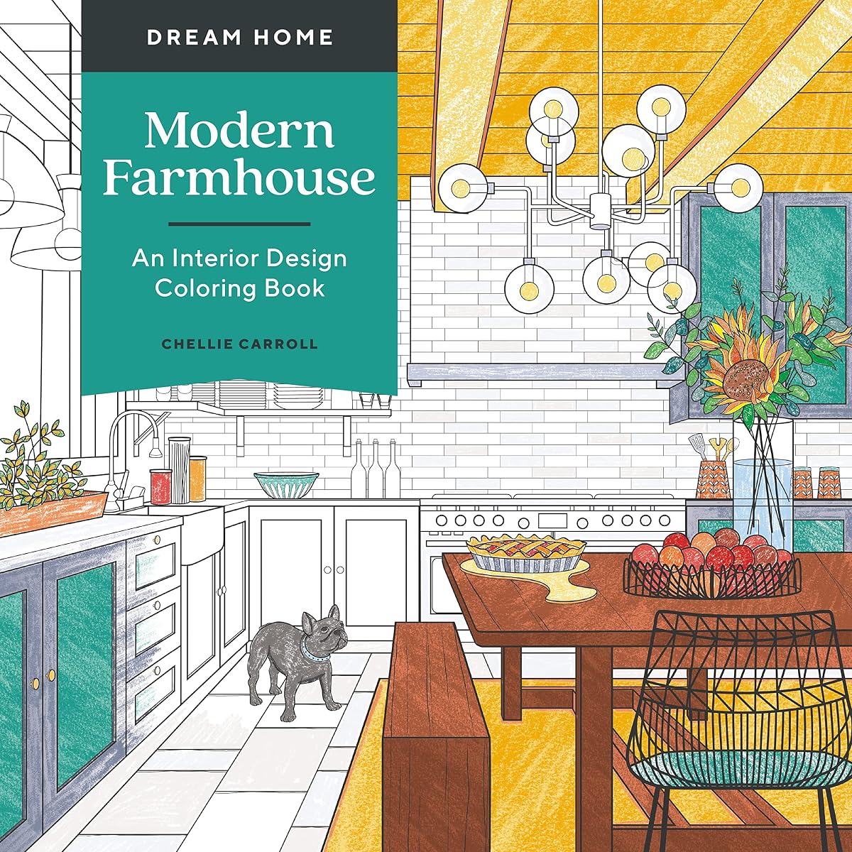 Modern farmhouse interior design coloring book