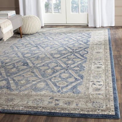 SAFAVIEH Sofia Collection Area Rug - 6'7" x 9'2", Blue & Beige, Vintage Oriental Distressed Design, Non-Shedding & Easy Care, Ideal for High Traffic Areas in Living Room, Bedroom (SOF378C)