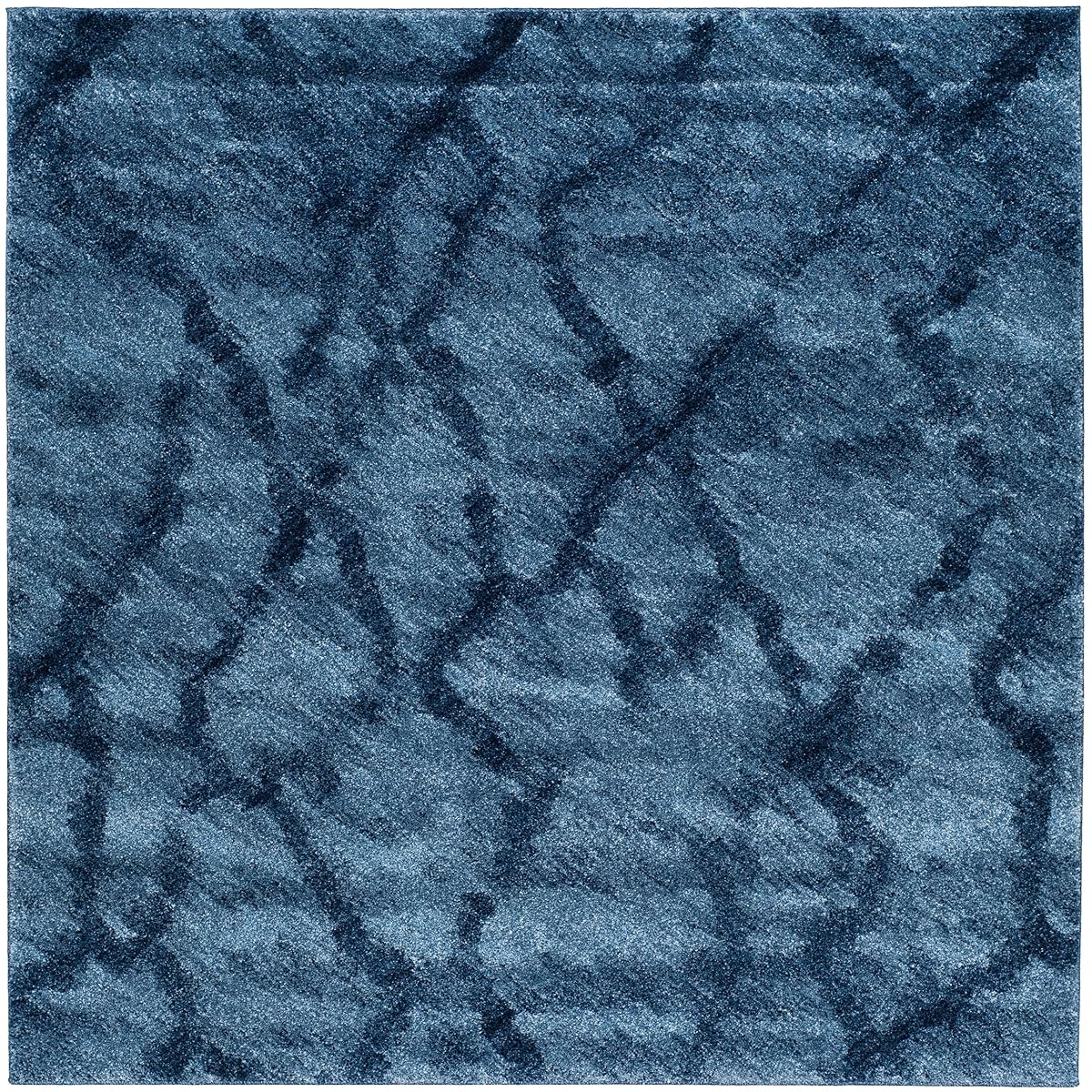 SAFAVIEH Retro Collection Area Rug - 6' Square, Blue & Dark Blue, Modern Abstract Design, Non-Shedding & Easy Care, Ideal for High Traffic Areas in Living Room, Bedroom (RET2144-6570)