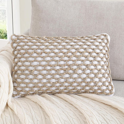 Jada Decorative Throw, Includes Accent, Premium Woven Design, Living Room Décor, (1) 12" x 20" Pillow Cover with Insert, White