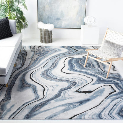 SAFAVIEH Craft Collection X-Large Area Rug - 12' x 15', Blue & Grey, Modern Abstract Design, Non-Shedding & Easy Care, Ideal for High Traffic Areas in Living Room, Bedroom (CFT819M)