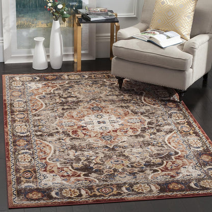 SAFAVIEH Bijar Collection Area Rug - 5'3" x 7'6", Brown & Rust, Traditional Oriental Distressed Design, Non-Shedding & Easy Care, Ideal for High Traffic Areas in Living Room, Bedroom (BIJ648D)